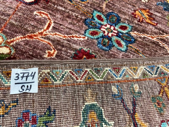 4 x 5 フィートの Sultani エリア ラグ - アフガニスタンの花柄ハンド