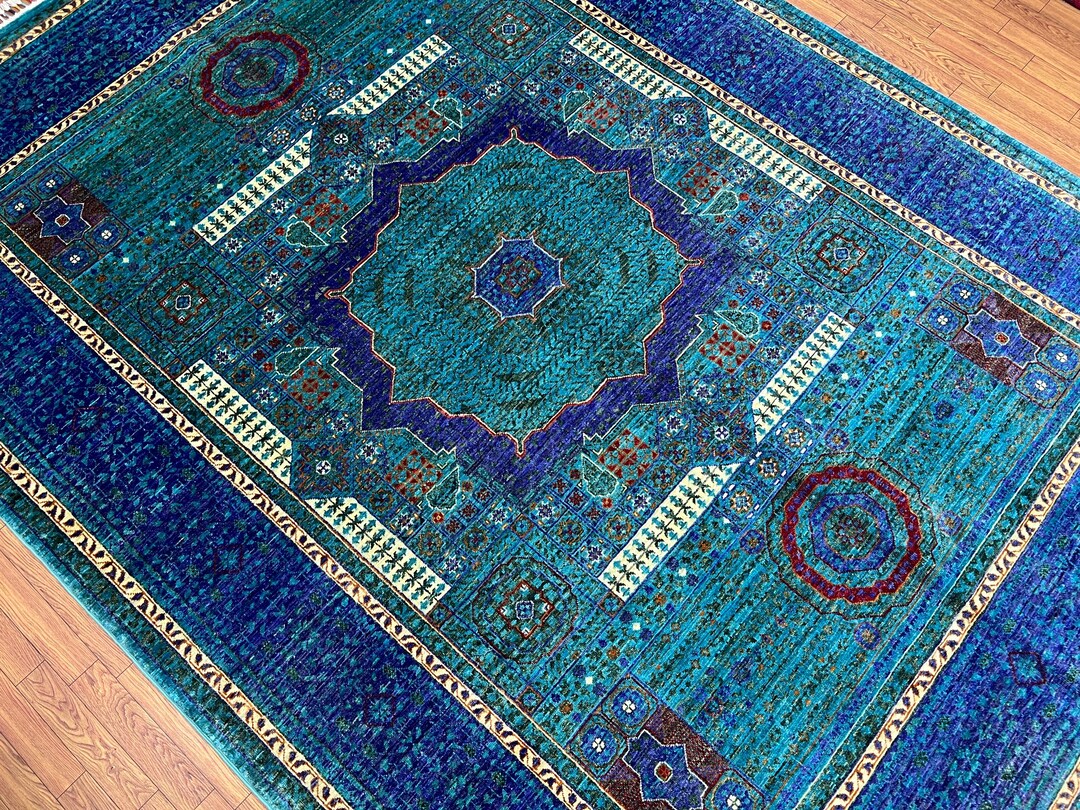 Handmade 6x8 Ft Mamluk Area Rug - Turkish Veg Dyed Wool Medallion Rug ...