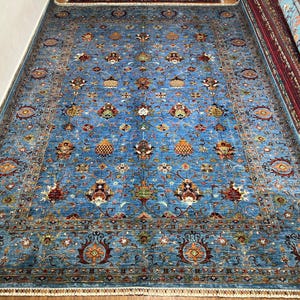 Handmade 9x12 Ft Blue Bidjar Large Area Rug - Dining Room Area Rug - Oriental Rug 9x12 Ft - Rug For Living Room - Afghan Sultani Chobi Rug