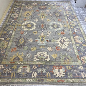 10x14 Ft Neutral Oushak Area Rug, Afghan Hand Knotted Veg Dyes Wool Oriental Rug, Rug For Living Room, Bedroom Rug, Sofa Decor Area Rug
