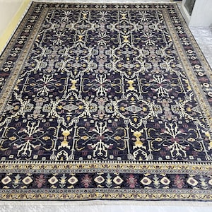 Purple Gray 10x14 Ft Bidjar Area Rug, Afghan Hand Knotted Organic Dyes Wool Oriental Rug, Sofa Decor Rug, Rug For Living Room, Bedroom Rug