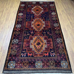 Vintage 4x7 Ft Area Rug - Handmade Afghan Tribal Nomad Baluch Rug 4x7 ft - Rug For Living Room - Sofa Rug - Rug For Bedroom - 4x7 Rug