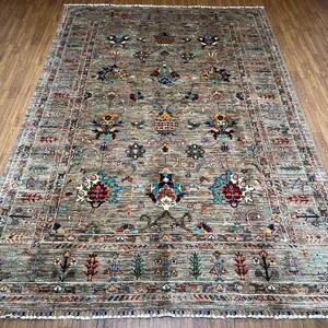 Beige 6x8 Ft Floral Area Rug - Afghan Hand Knotted Veg Dyes Wool Sultani Rug - Living Room Rug 6x8 - Bedroom Rug 6x8 - Kids Room Rug 6x8