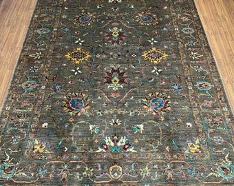 Handmade 6x8 Ft Bidjar Living Room Rug - Naturally Dyed Dark Beige Sheep Wool Afghan Rug 6x8 ft - Sofa Rug - Bedroom Rug - Office Decor Rug