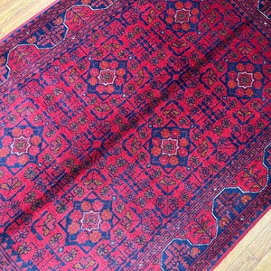 3x5 Afghan Khal Mohammadi Area Rug, Hand Knotted Natural Madder Dye Wool Rug, Entryway rug, Kitchen rug, Bedroom Rug, Kids Room Rug