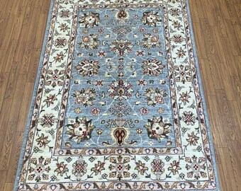 シルバーグレーのアフガンラグ 3x5：手織りウールのザイグラーラグ