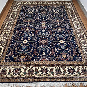 Navy Blue 9x12 Ft Bidjar Area Rug - Afghan Hand Knotted Veg Dyes Wool Chobi Rug - Living Room Rug - Bedroom Rug - Dining Room Rug