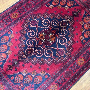 3x5 Afghan Khal Mohammadi Area Rug, Hand Knotted Natural Madder Dye Wool Rug, Entryway rug, Kitchen rug, Tribal Rug, Kids Room Rug