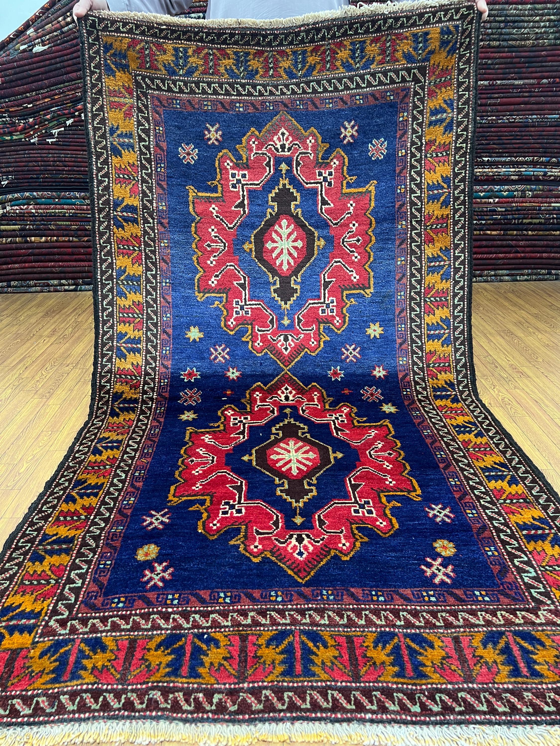 Handmade 4x7 Ft Vintage Area Rug - Baluch Rug 4x7 - Afghan Tribal