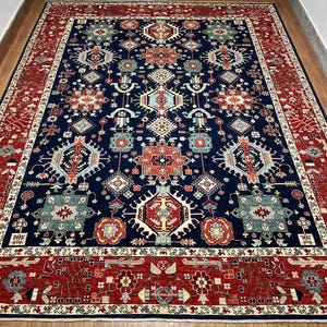 Navy Blue 9x12 Ft Bidjar Area Rug - Afghan Hand Knotted Veg Dyes Wool Oriental Rug - Rug For Living Room - Bedroom Rug - Dining Room Rug