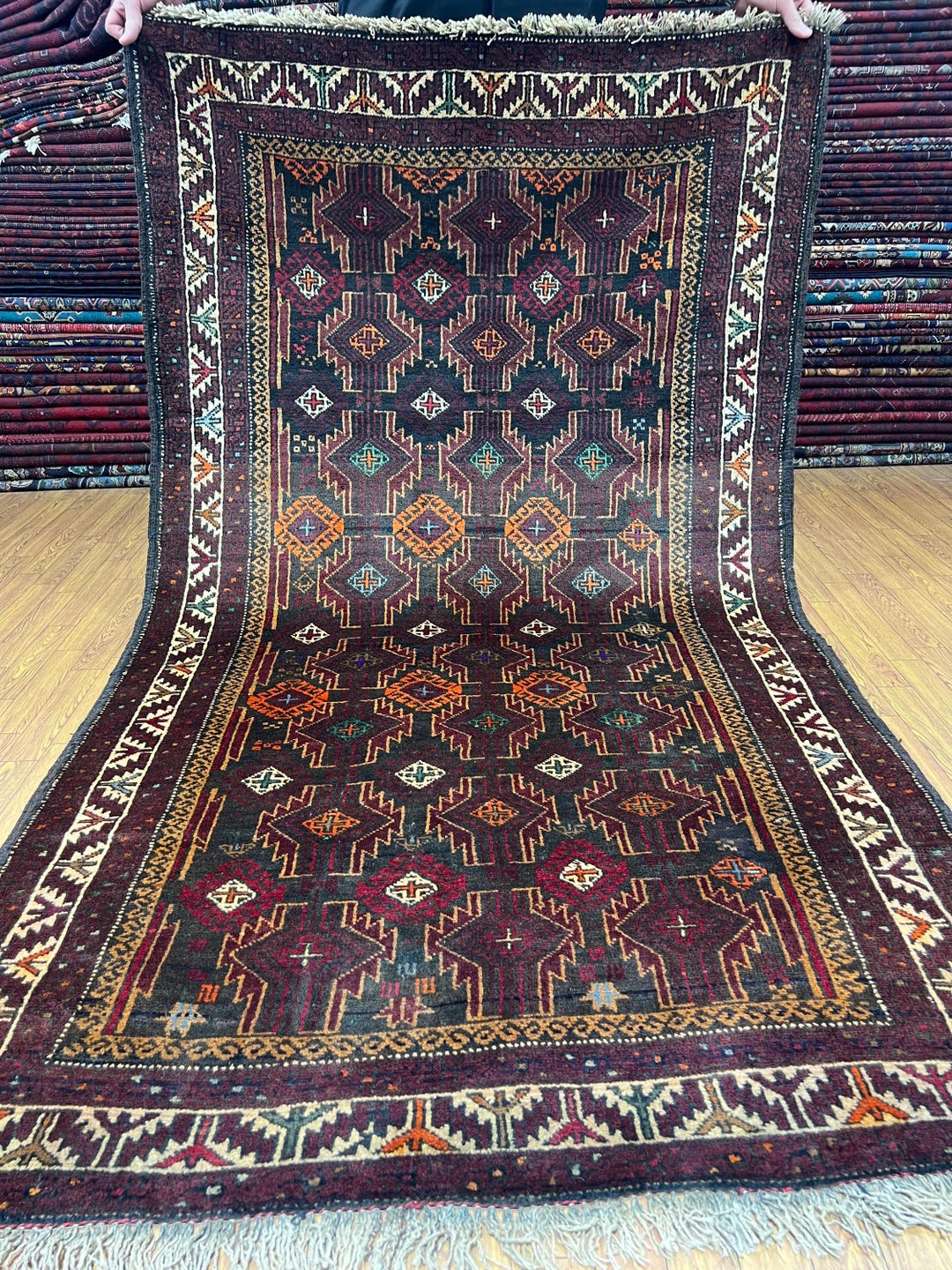 Rare Find 4x7 Ft Vintage Baluch Area Rug - 1960s Collector Rug