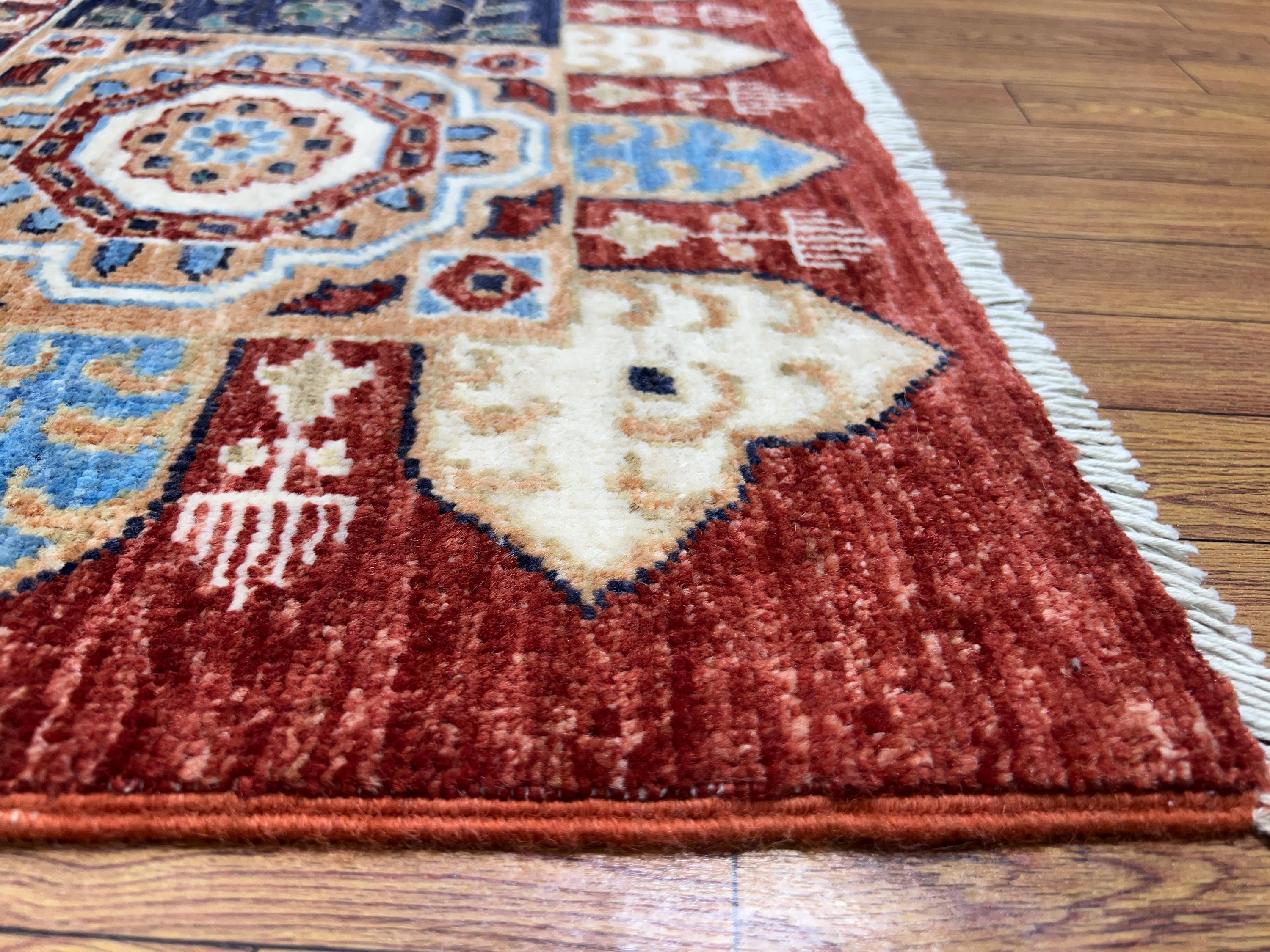8x10 Ft Mamluk Area Rug, Afghan Hand Knotted Veg Dyes Wool Geometric ...