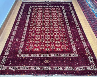 7x10 ワジリ エリア ラグ、アフガニスタンの上質な手編みベジダイ