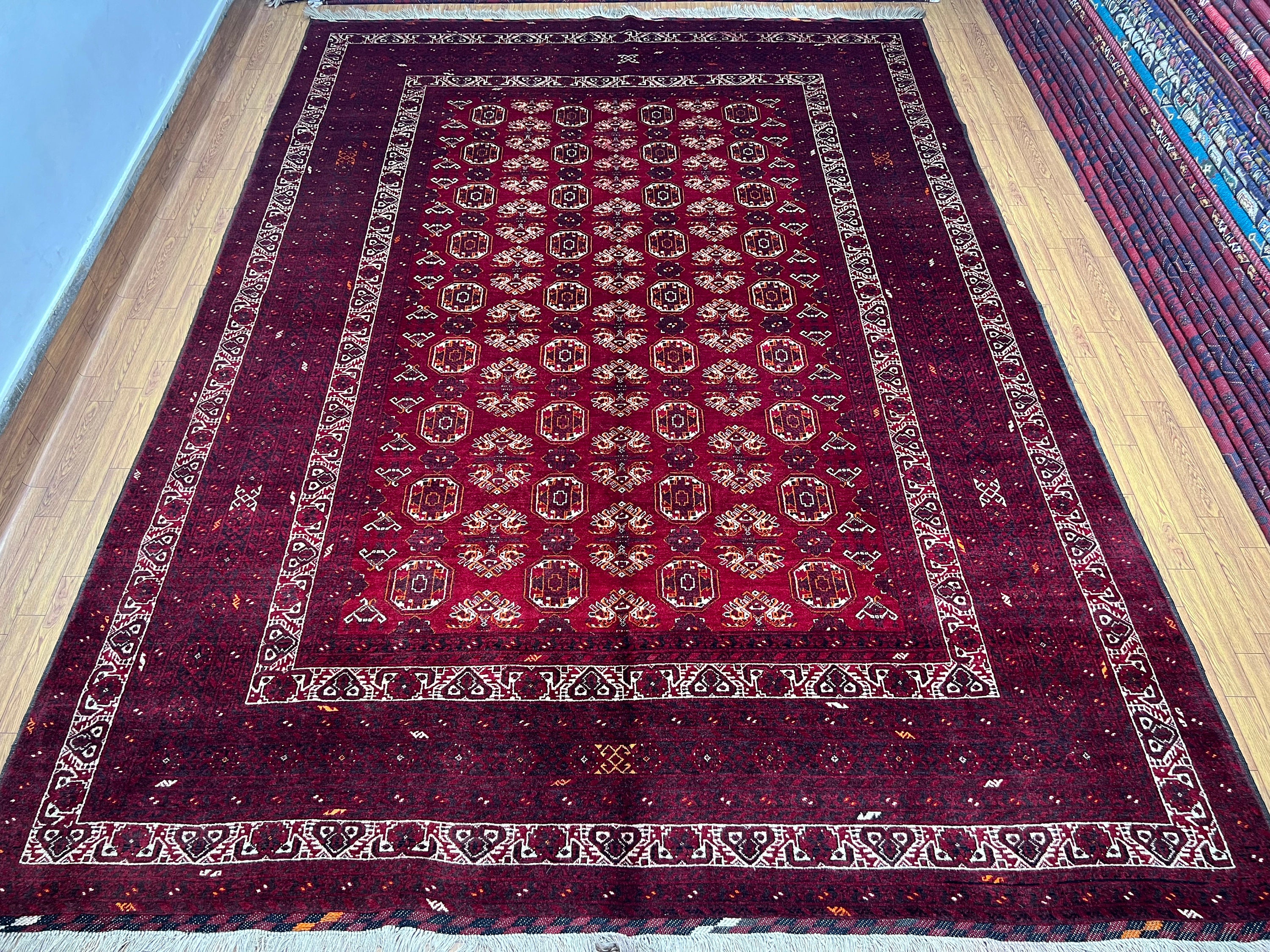 7x10 ワジリ エリア ラグ、アフガニスタンの上質な手編みベジダイ