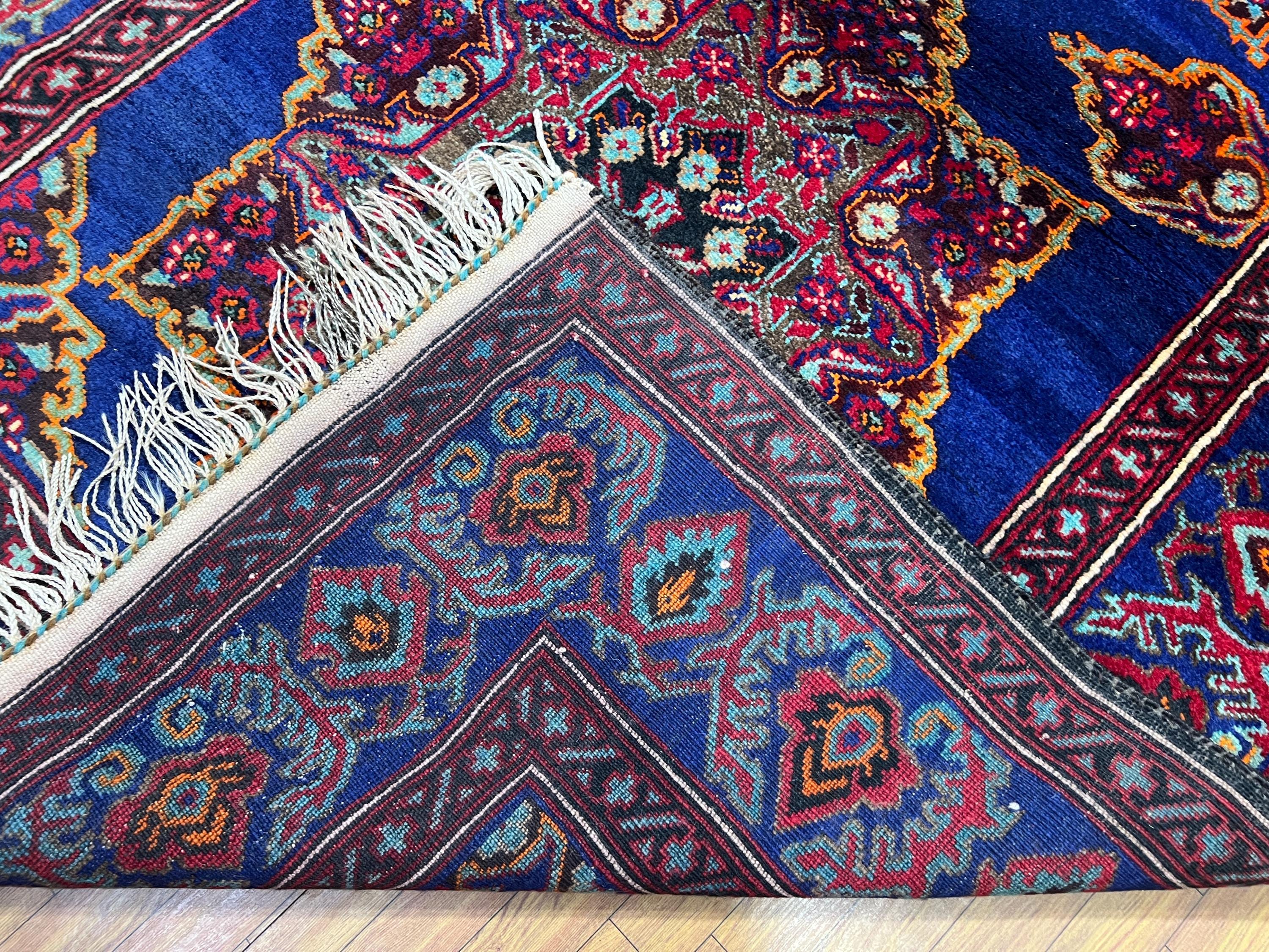 Navy Blue 5x7 Ft Baluch Area Rug - Afghan High Pile Wool Vintage