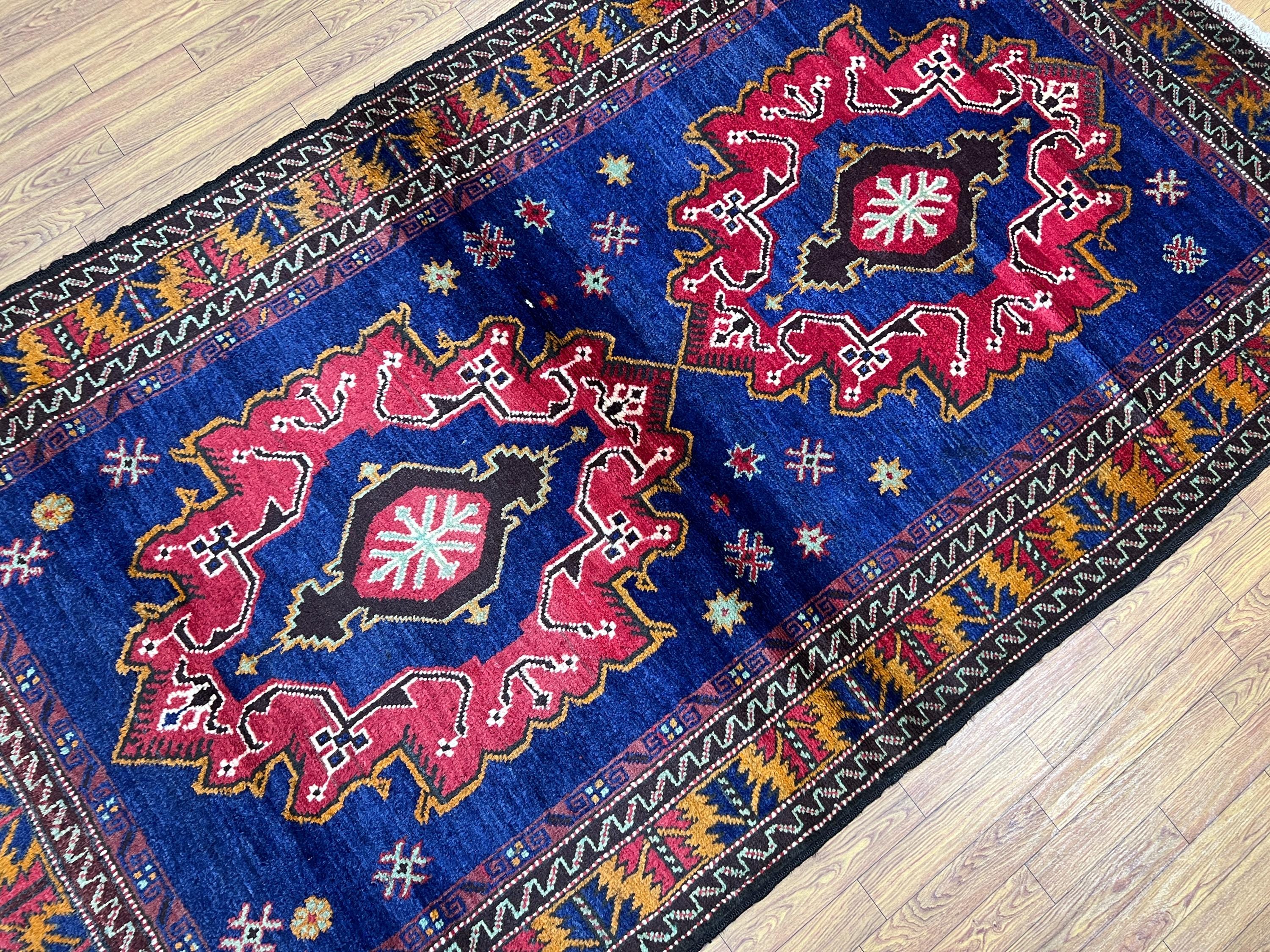 Handmade 4x7 Ft Vintage Area Rug - Baluch Rug 4x7 - Afghan Tribal