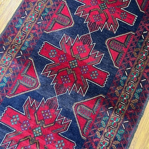 4x7 Baluch Area Rug, Afghan Hand Knotted Veg Dye Wool Vintage Rug, Home Decor Rug, Entryway Rug, Kids room Rug, Farmhouse Rug, Tribal Rug