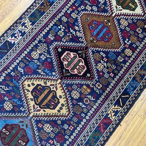 9 Ft Baluch Runner Rug, Afghan Hand Knotted Veg Dye Wool Tribal Runner Rug, Vintage Runner, Entryway Runner, Kitchen Runner, Hallway Runner