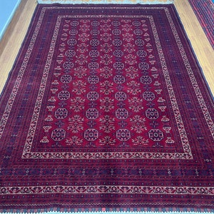 7x10 Waziri Area Rug, Afghan Fine Quality Hand Knotted Veg Dye Wool Rug, Home Decor Rug, Living Room Rug, Dining Table Rug, Bedroom Rug