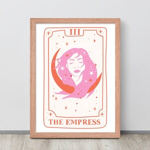 The Empress Framed Poster, 12&quot;x16&quot;, Dark Academia Decor, Gothic Wall Art, Witchy Print, Celestial Art, Tattoo Poster, Witchy Decor, Red Oak
