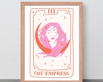 The Empress Framed Poster, 12"x16", Dark Academia Decor, Gothic Wall Art, Witchy Print, Celestial Art, Tattoo Poster, Witchy Decor, Red Oak