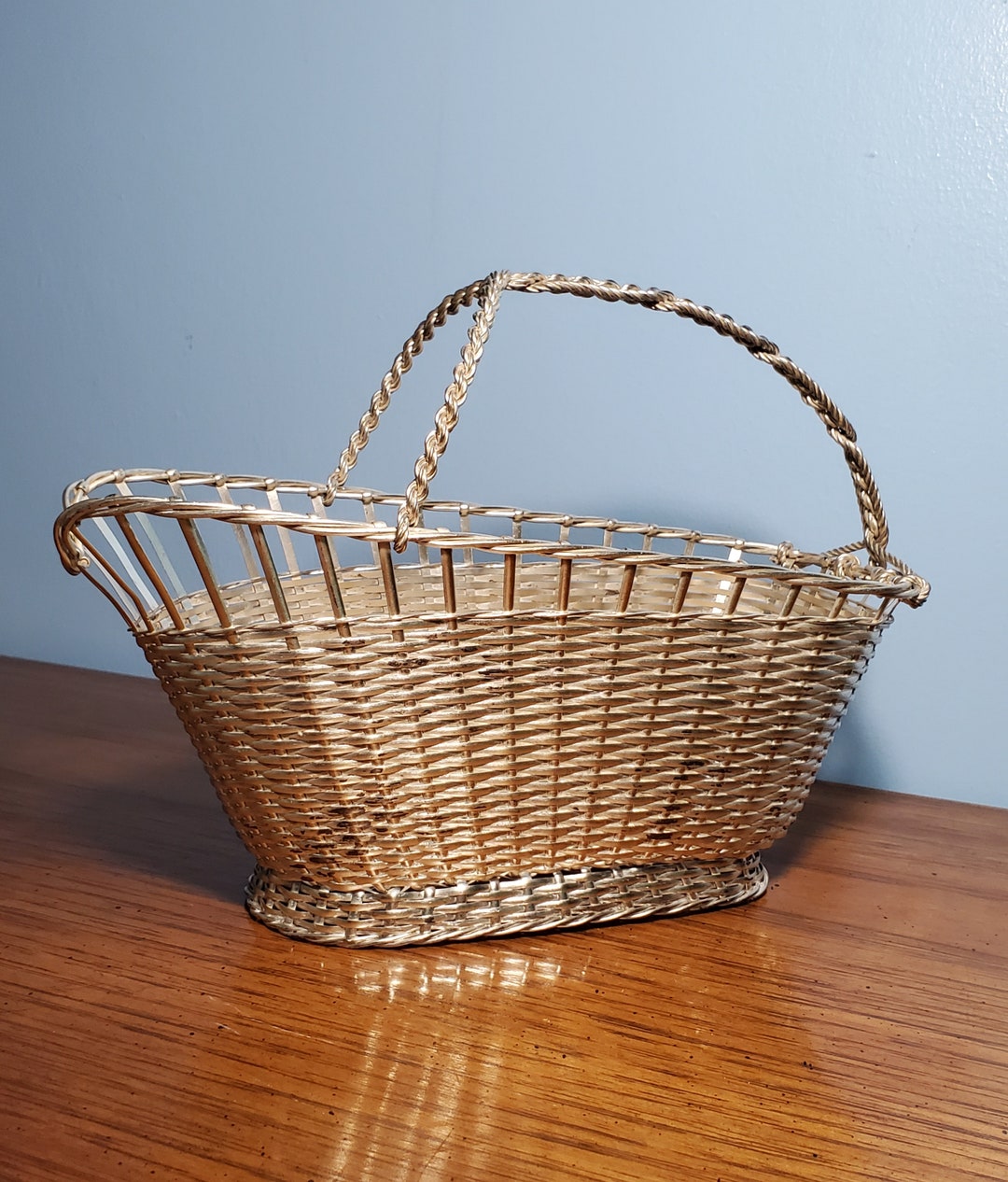Vintage Handmade French Silver Wire Wine Holder Basket Home Etsy