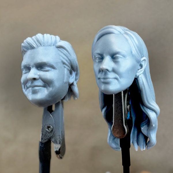 Aangepaste FOGGY NELSON + KAREN paginahoofden | Netflix Daredevil Marvel | 8k harsprint | voor actiefiguren op schaal 4" / 6" / 7" / 12".