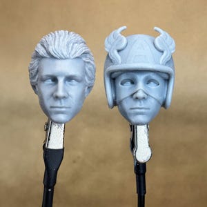 Custom Captain America 1979 (Reb Brown) heads in 8k resin. Sculpt by Vmytoy and produced at the Los Angeles studio.
Front view.