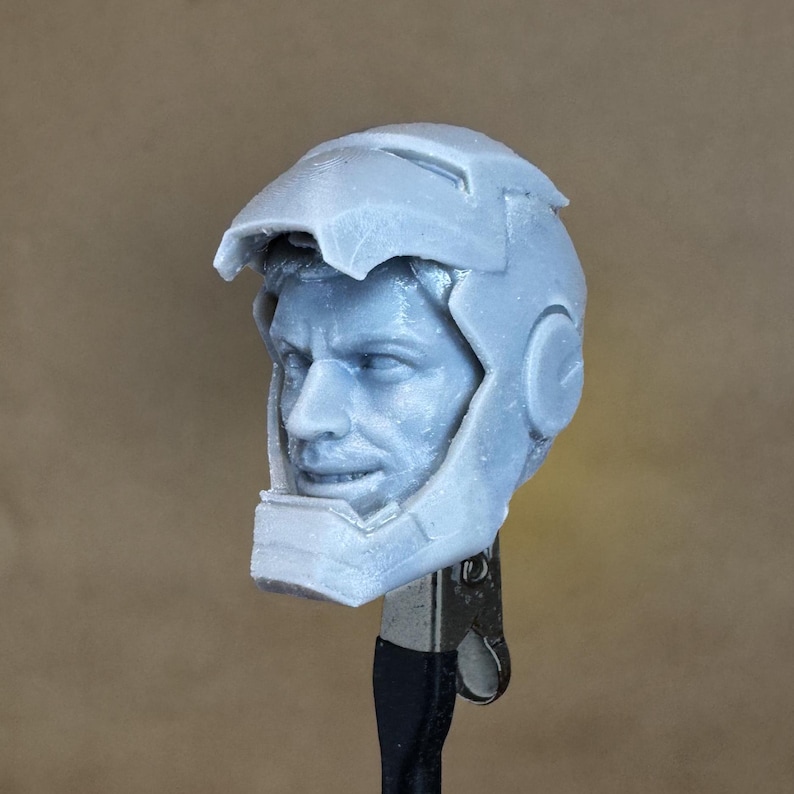 Custom IRON MAN Mark III (Tony Stark) Head in 8k resin. Sculpt by BlueDSculptures and produced at the Los Angeles studio.