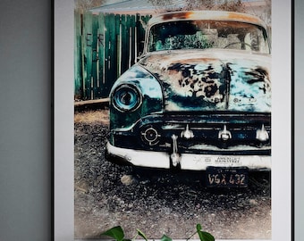 Route 66 Vintage Car Print: Mainstreet America Canvas, Retro Wall Art