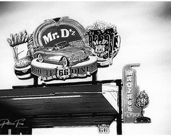 Route 66 Diner Print: Vintage Americana Wall Art, Metal/Canvas/Paper