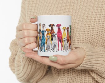 Colorful Abstract Dog Art, Ceramic Mug 11oz, Gift for Dog Lover