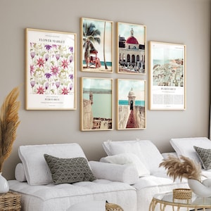 Mercado de Flores de Puerto Rico, Conjunto de Impresiones de Puerto Rico de 6, Fotos de Carteles de Puerto Rico, Arte de la Pared de Puerto Rico, Galería de Puerto Rico, Puerto Rico