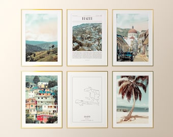 Haiti Prints Set of 6, Haiti Photo Poster, Haiti Map, Haiti Wall Art Gallery, Haiti Photography, Haiti