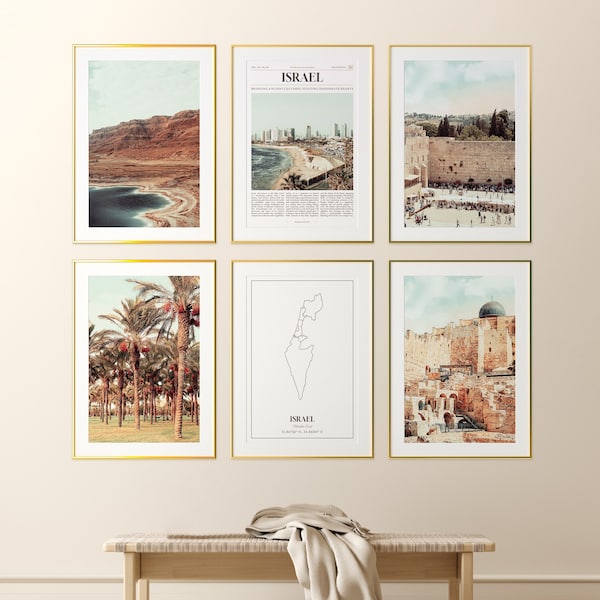 Israel Prints Set of 6, Israel Poster Photos, Israel Map, Israel Wall Art, Israel Photography, Israel