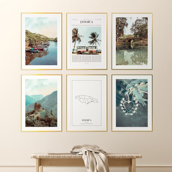 Jamaica Prints Set of 6, Jamaica Photo Poster, Jamaica Map, Jamaica Wall Art Gallery, Jamaica Photography, Jamaica