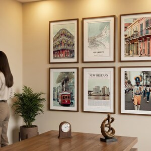 Juego de 6 láminas de Nueva Orleans, fotos de pósteres de Nueva Orleans, mapa de Nueva Orleans, arte mural de Nueva Orleans, fotografía de Nueva Orleans, arte de Luisiana imagen 4