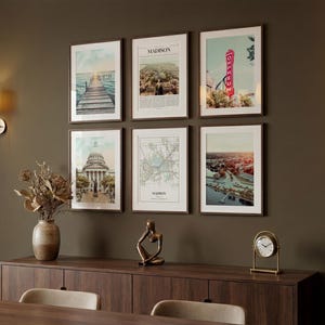 Madison Prints Set of 6, Madison Poster Photos, Madison Map, Madison Wall Art, Madison Photography, Wisconsin Art image 5