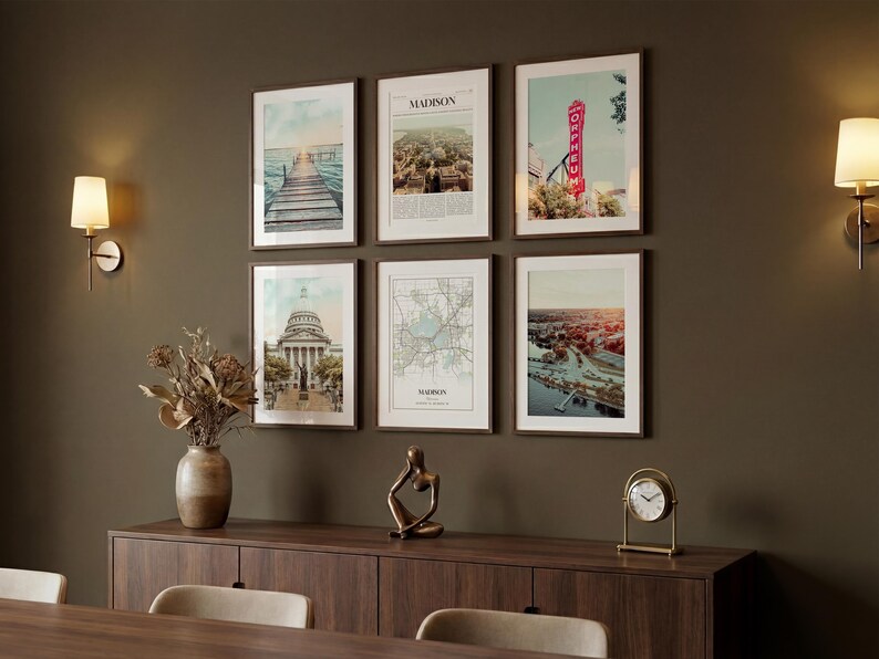 Madison Prints Set of 6, Madison Poster Photos, Madison Map, Madison Wall Art, Madison Photography, Wisconsin Art image 5