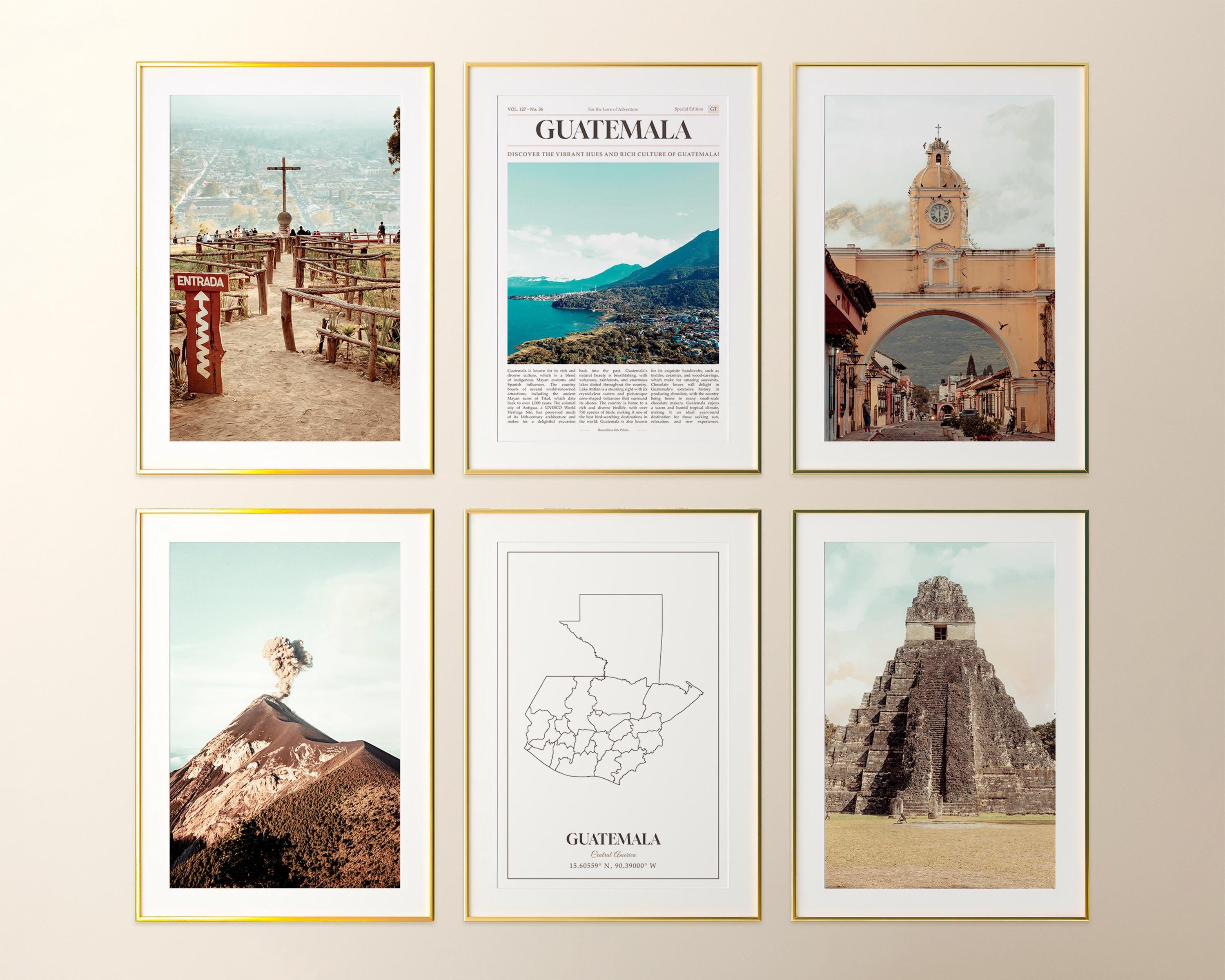 Guatemala Prints Set of 6, Guatemala Photo Poster, Guatemala Map, Guatemala Wall Art Gallery, Guatemala Photography, Guatemala