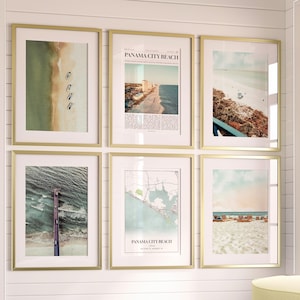 Conjunto de 6 impressões da Praia da Cidade do Panamá, fotos de pôsteres da Praia da Cidade do Panamá, mapa da Praia da Cidade do Panamá, fotografia da Praia da Cidade do Panamá, Flórida