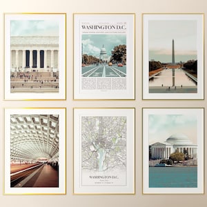 Washington D.C. City Prints, 6er Set, Washington D.C. Foto Poster, Washington D.C. Karte, Washington D.C. Photography, USA