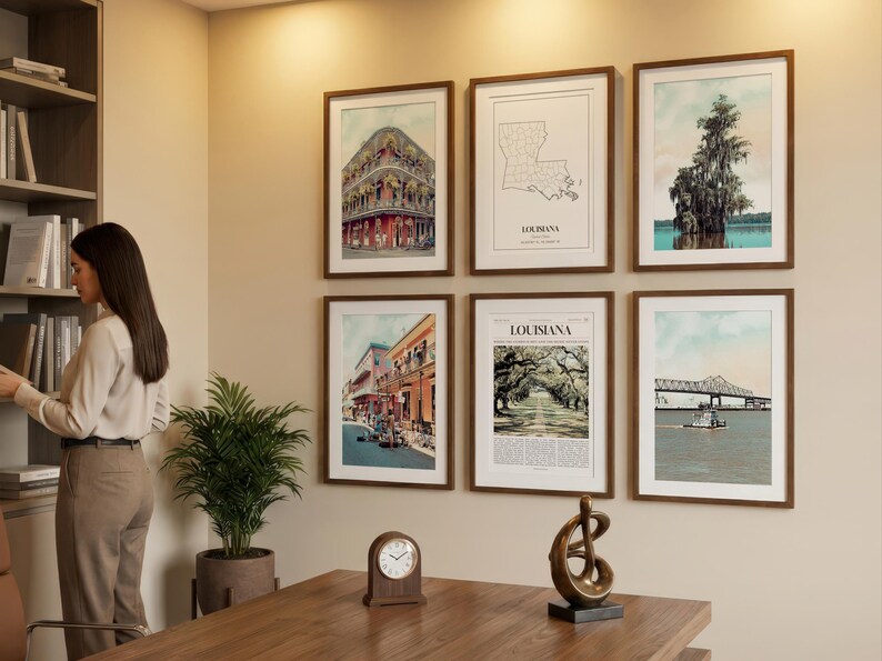 Louisiana State Prints Set of 6, Louisiana Poster Photos, Louisiana Map, Louisiana Wall Art, Louisiana Photography image 4
