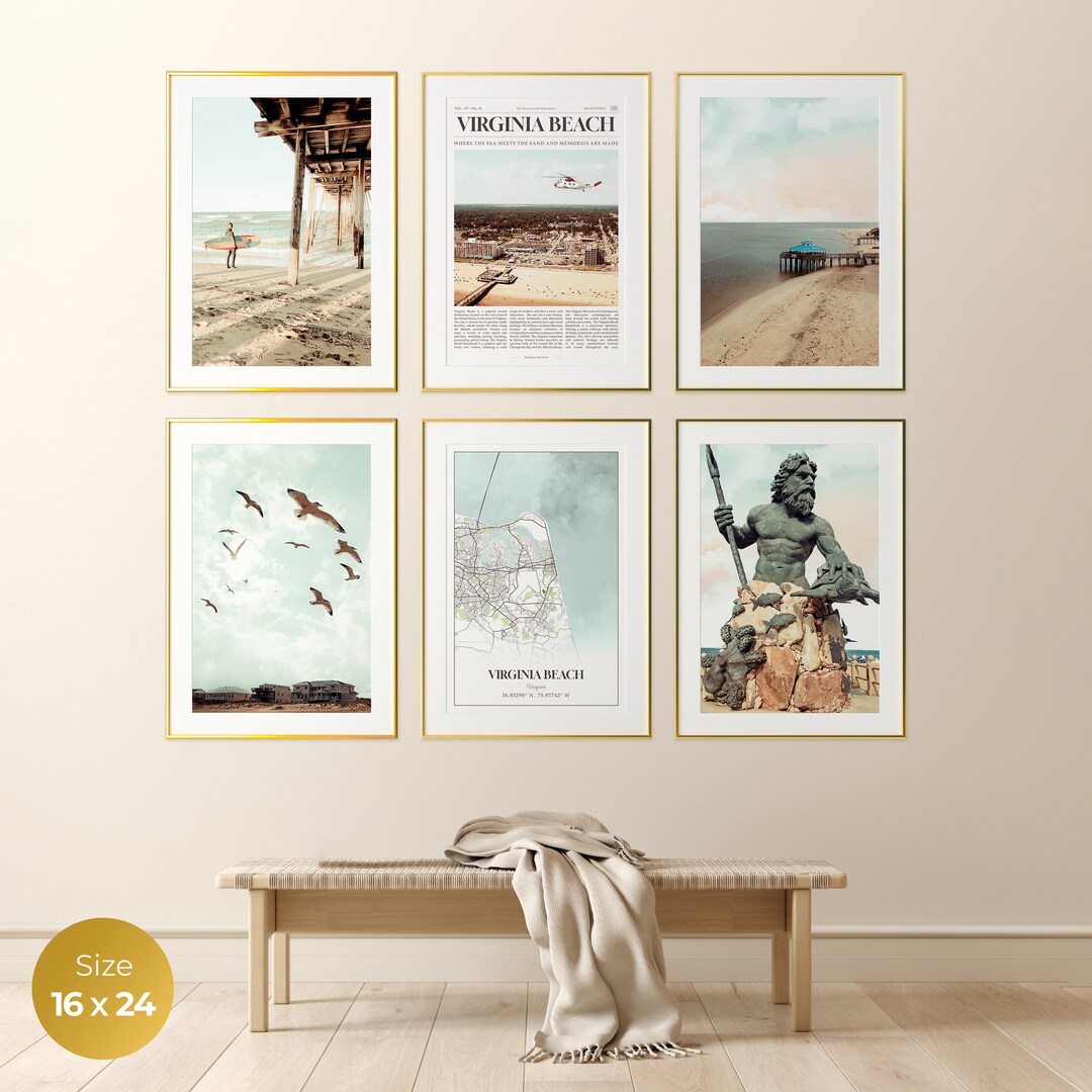 Virginia Beach City Prints Set of 6, Virginia Beach Photo Poster ...