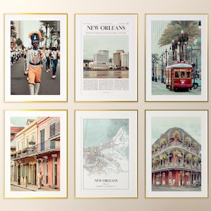 New Orleans City Prints 6er Set, New Orleans Fotoposter, New Orleans Karte, New Orleans Photography, Louisiana, Vereinigte Staaten
