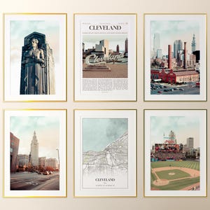 Cleveland City Prints 6er Set, Cleveland Poster Fotos, Cleveland Karte, Cleveland Wandkunst, Cleveland Photography, Ohio, USA