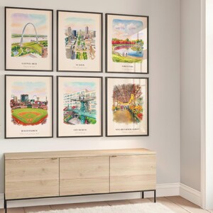 St. Louis MO Watercolor Prints Gallery Wall, Colorful St. Louis Painting Posters, St. Louis Gift, Missouri, United States image 5