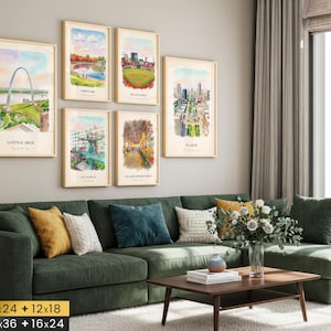 St. Louis MO Watercolor Prints Gallery Wall, Colorful St. Louis Painting Posters, St. Louis Gift, Missouri, United States image 6
