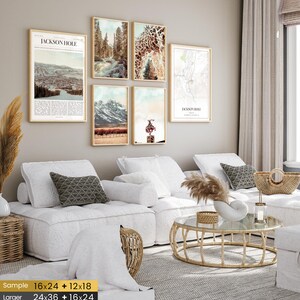 Jackson Hole Prints Set of 6, Jackson Hole Poster Photos, Jackson Hole Map, Jackson Hole Wall Art, Jackson Hole Photography, Wyoming Art image 2