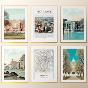 Conjunto de 6 impressões da cidade de Providence, fotos de pôsteres de Providence, mapa de Providence, fotografia de Providence, Rhode Island, Estados Unidos